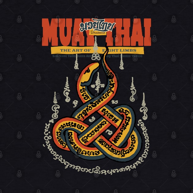 Vintage Muay Thai Tattoo Snake by KewaleeTee